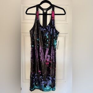 VENUS Black/Pink/Blue Sequin Dress size M